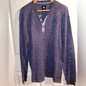 Element Men’s Blue Henley V-Neck Sweater,  Wind, Water, Fire, Earth